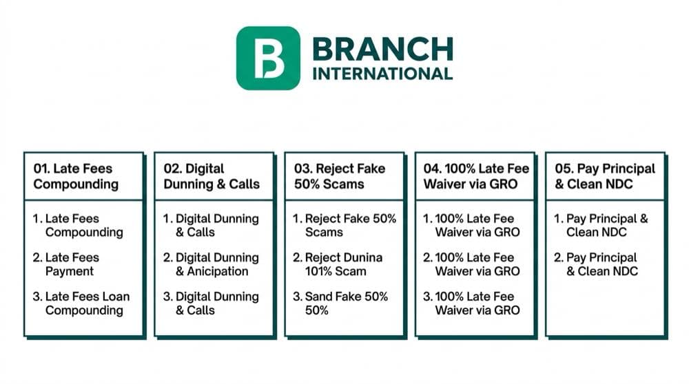Branch International loan settlement process, zero-OTS policy, and borrower defense roadmap
