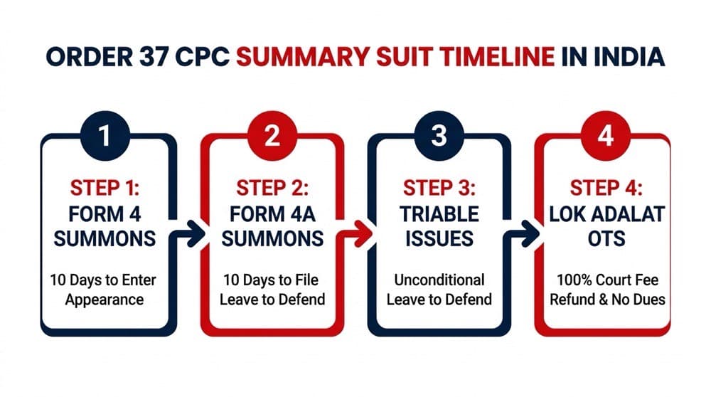 Statutory Order 37 Summary Suit Timeline from Form 4 Summons to Settlement