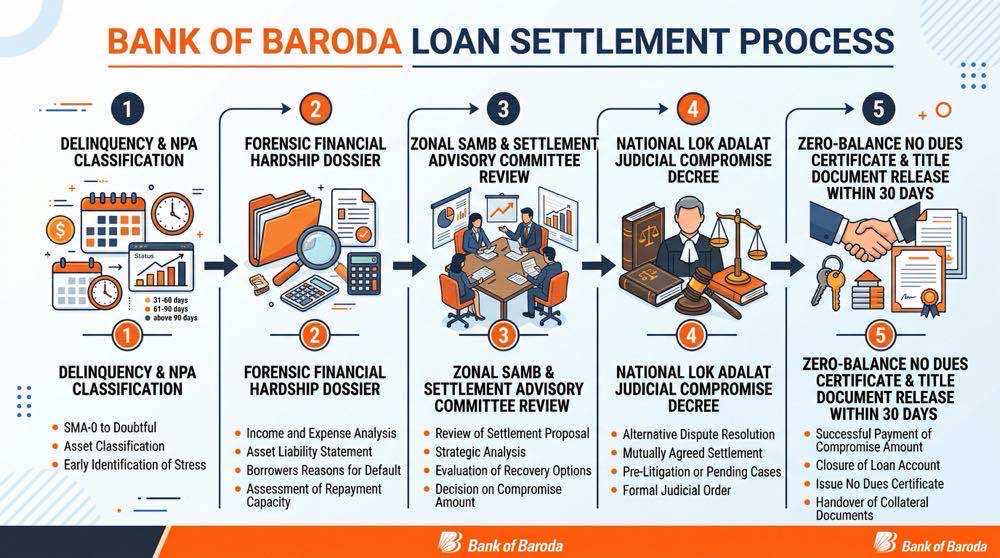 Bank of Baroda Loan Settlement Process, ZOSARB Escalation and OTS Workflow