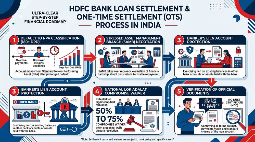 HDFC Bank loan settlement process, OTS waiver timeline, and legal defense roadmap