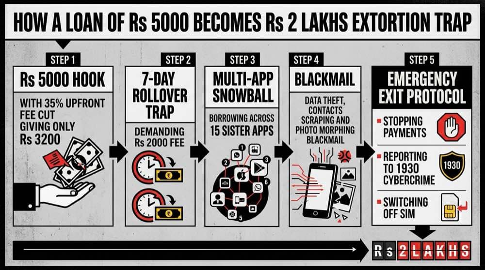 Roadmap of 7-day instant loan app trap from Rs 5000 to Rs 2 lakhs and exit steps