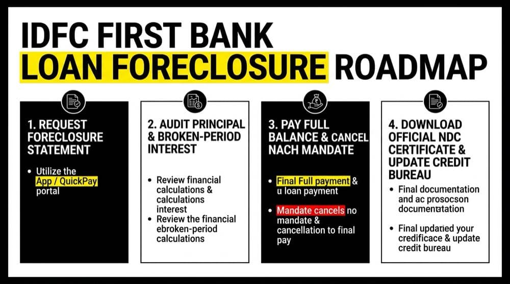 Step-by-step roadmap for IDFC FIRST Bank loan foreclosure, charges calculation, and NOC download