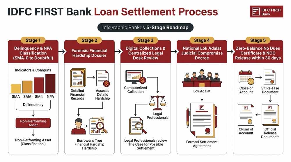 IDFC FIRST Bank Loan Settlement Process, Digital Escalation and OTS Workflow