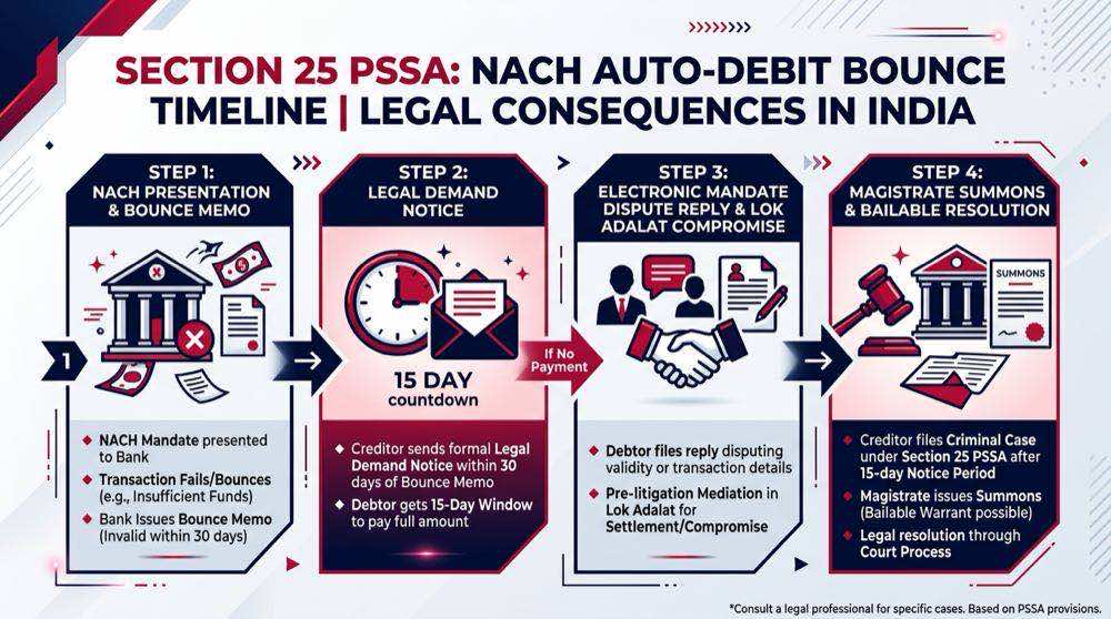 Section 25 PSSA NACH Bounce 15-Day Reply Timeline and Settlement Flowchart
